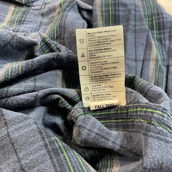 Carhartt Loose Fit Plaid Button Front Shirt Blue Green Cotton Long Sleeve M - Picture 8 of 9